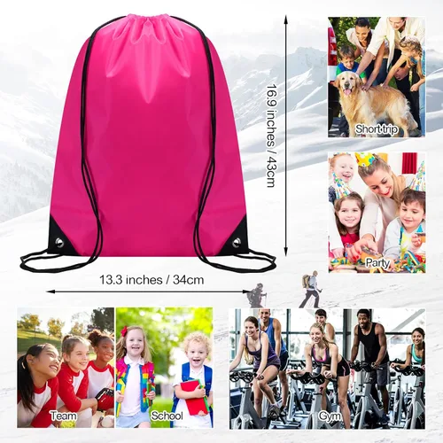 Vista 4 de 100 unidades de mochila con cordón para deportes a granel, bolsas de cordón para gimnasio, bolsa de poliéster para niños, hombres y mujeres, 10