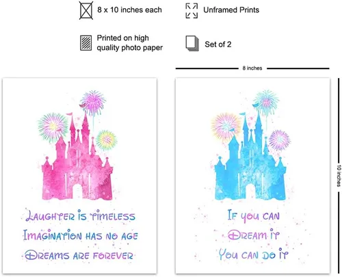 Vista 2 de Juego de decoración de pared con citas inspiradoras – Castle World, arte de pared motivacional para decoración de habitación, póster para niños