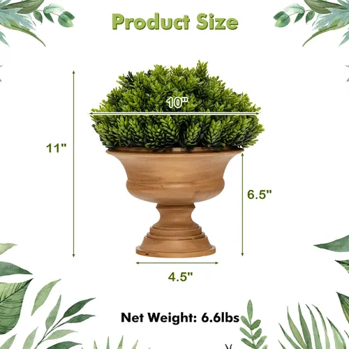Vista 7 de Goplus Paquete de 4 árboles topiarios artificiales de boj, mini plantas de vegetación falsas, pequeñas plantas decorativas de imitación, plantas