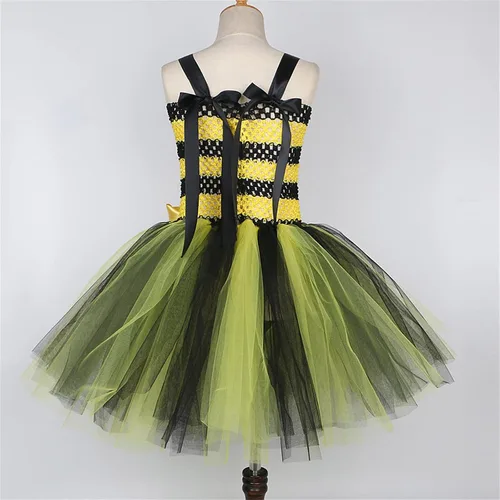 Vista 6 de Fivean Disfraz de tutú de abeja para niñas, espectáculo de escenario, disfraz de cosplay de abejorro para Halloween y cumpleaños
