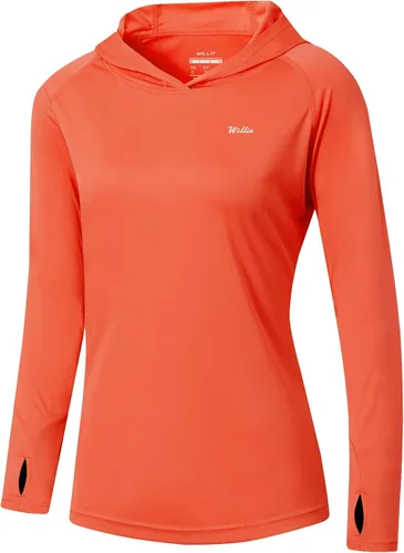 Vista 23 de Willit - Sudadera con capucha y protección solar FPU 50+ para mujer, camiseta de manga larga con FPS, ligera, para exteriores, senderismo, pesca