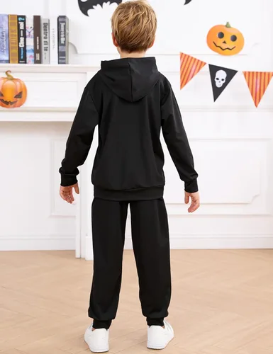 Vista 5 de TUONROAD 5-12 Years Boys Girls Halloween Outfits Kid's Skeleton Glow-in-The-Dark Hoodie Pants Set