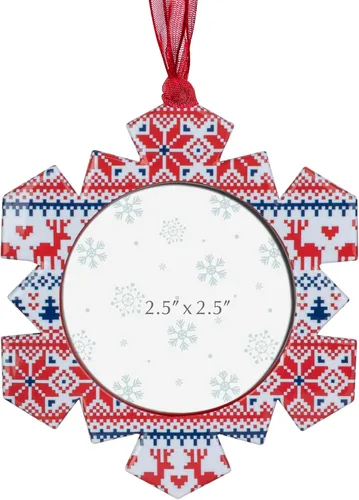 Vista 3 de GUOER Juego de 3 piezas de adornos de marcos de fotos de copo de nieve para árbol de Navidad, regalo conmemorativo navideño, decoración del hogar