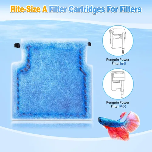 Vista 2 de Umlecoa Paquete de 8/16/32 cartuchos de filtro tamaño A compatibles con filtros MarineLand Penguin Power Filters 75 y 100 – Cartuchos de filtro