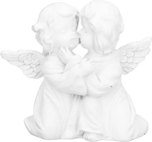 Vista 9 de Cyrank Figuras de estatua de ángel besando, mini estatuas de querubines de resina, figuras de escritorio de ángel pequeño, decoraciones, adorable