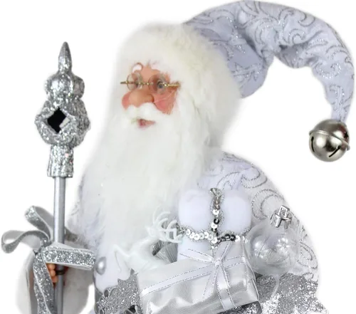 Vista 8 de Windy Hill Collection 16 "pulgadas de pie brillante plata Santa Claus Navidad figura decoración 169130