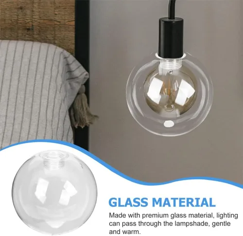 Vista 4 de Globo de luz de vidrio transparente esférico pantalla de cristal G9 roscada burbuja para luz (4.724 in) lámpara poste sombra