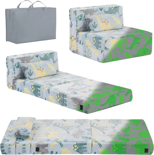 Vista 10 de Tiita Colchón de Piso Plegable para Sofá Cama para Niños, Colchoneta de Siesta de Piso Plegable Lavable para Niños Pequeños, Sofá Futón Plegable