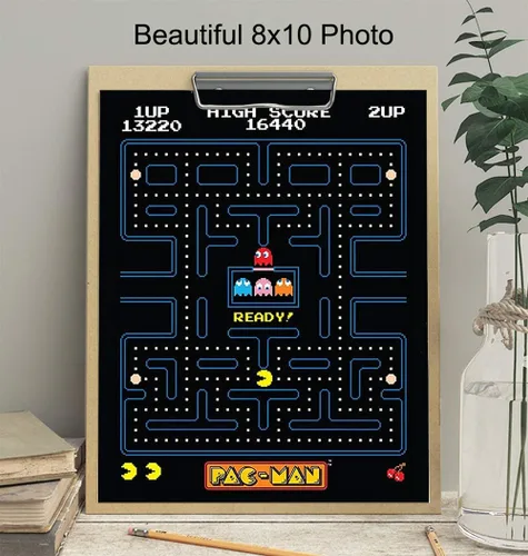 Vista 3 de YELLOWBIRD ART & DESIGN Pacman - Póster de juego de arcade, decoración de pared de 8 x 10 pulgadas, regalo único y genial para niños, hombres