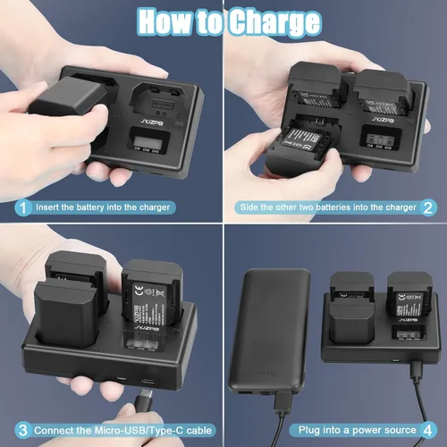 Vista 5 de JYJZPB Paquete de 3 baterías NP-FZ100 y cargador de batería triple Capacidad de 2280 mAh cada paquete, para cámaras Sony A7III A7IV A7R III A9