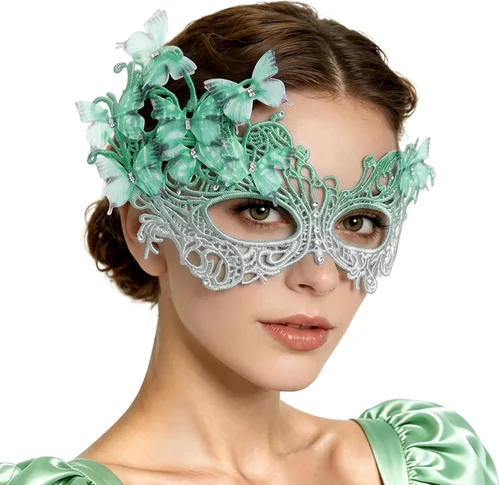 Vista 11 de BABEYOND Máscara de mariposa estilo veneciano Mardi Gras disfraz Azul