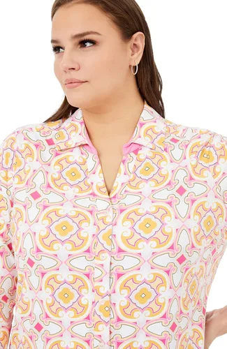 Vista 7 de Foxcroft Blusa de medallones de manga 34 para mujer