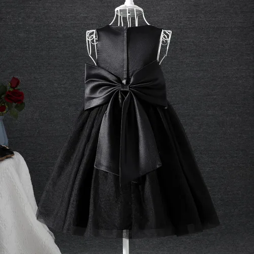Vista 9 de OPAWO Vestidos negros para niña de flores para boda, vestido de Halloween, vestido de tul de encaje 3D satén princesa vestido de fiesta de bebé
