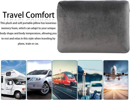 Vista 7 de Almohada rectangular de viaje de espuma viscoelástica de 15.4 x 11.0 x 3.5 in, cojín suave de rebote lento para cabeza y cuello con funda extraíble