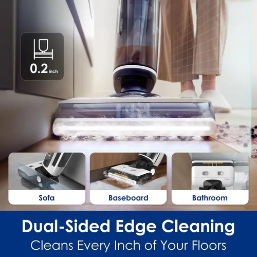 Vista 6 de Tineco Floor ONE S7 Aspiradora y trapeador a vapor inalámbrico todo en uno para limpieza húmeda y seca, lavadora de pisos para limpieza