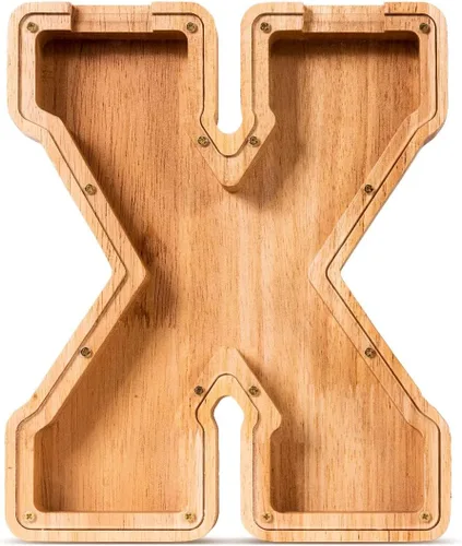 Vista 25 de SummiDate Alcancía de madera de letra para niños y niñas, Alfabeto, personalizada, regalo de cumpleaños y pascua para niños (A)