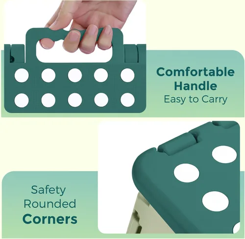 Vista 6 de ACKO Taburete plegable de 13 pulgadas, soporta 300 libras para adultos y Bicolor Verde