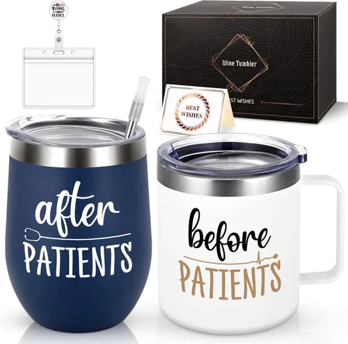 Vista 10 de Regalos LiqCool para Enfermeras y Asistentes Dentales - Taza de 12oz y Vaso de Vino para Enfermeras, Médicos, Dentistas y Médicos - Regalo