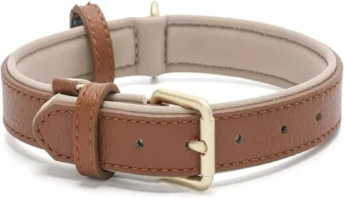 Vista 7 de collar clásico para perro de piel auténtica suave y transpirable, impermeable, para perros grandes y medianos pequeños