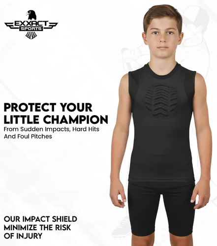 Vista 4 de Exxact Sports Protector de pecho de béisbol juvenil, camisa acolchada para el esternón y corazón, protector de pecho de sóftbol para niñas y jóvenes