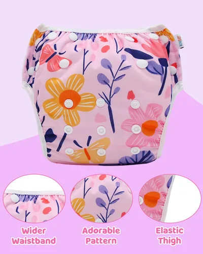 Vista 35 de Alva, Pañales de bebé para nadar, paquete de 2 unidades, talle único, reutilizable, lavable y ajustable de 0 a 36 meses. Tamaño de 10 a 40 lbs