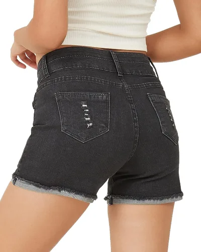 Vista 2 de PHOENISING - Shorts elásticos de mezclilla para mujer talla 2 a 16