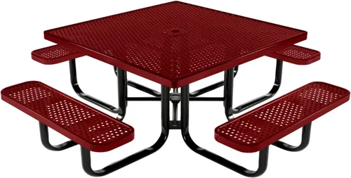 Vista 65 de COATEDOUTDOORFURNITURE Mesa de picnic cuadrada de 46 pulgadas, expandida, color negro