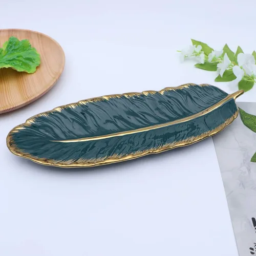 Vista 4 de Bandeja de almacenamiento de joyería de cerámica BESPORTBLE con anillo de hoja, organizador de joyas, organizador para joyas, cosméticos, cocina