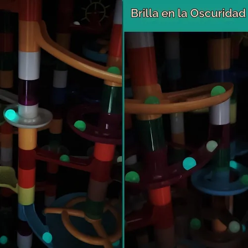 Vista 5 de Carrera de Mármol - Juego de Construcción de Laberinto de 200 Piezas, Juego de Construcción de Pista de Carrera con 30 Piezas de Mármol de Plástico