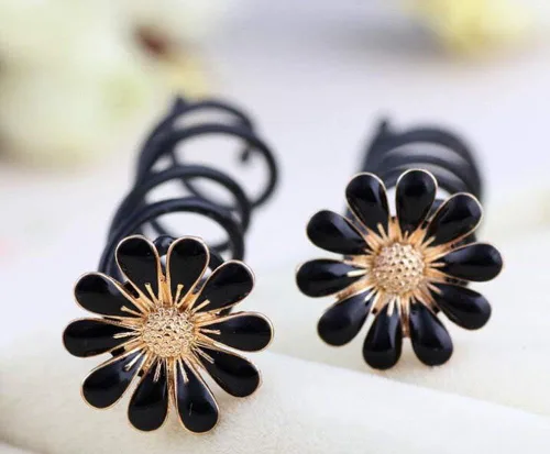 Vista 7 de Vpang 5 horquillas de pelo en espiral de margarita, espiral, bobinas para el cabello, pinzas para el cabello para boda, nupcial, flor de metal