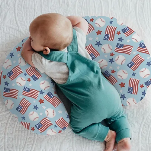 Vista 2 de Fundas de almohada de lactancia para niños y niñas, diseño de bandera estadounidense, béisbol, 4 de julio, estrellas, funda de almohada
