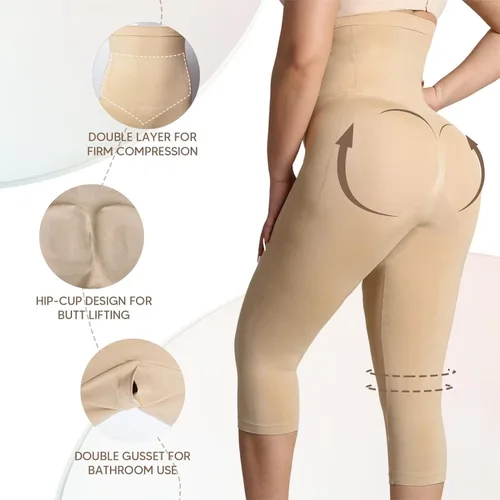 Vista 2 de Takusun Leggings moldeadores para mujer, control de abdomen, cintura alta, sin costuras, moldeador de cuerpo, levantamiento de glúteos, muslos más