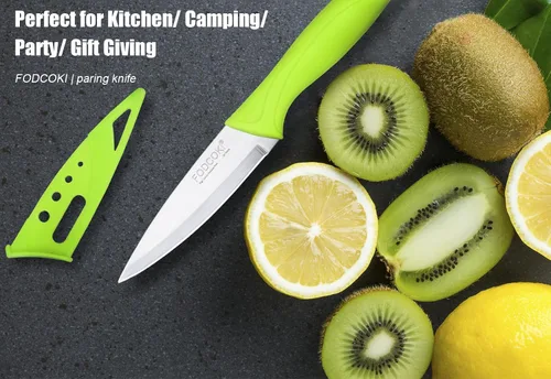 Vista 4 de Cuchillo de pelar de 4 pulgadas, juego de 4 cuchillos de pelar de frutas con funda de protección, pequeño cuchillo de pelado y corte afilado