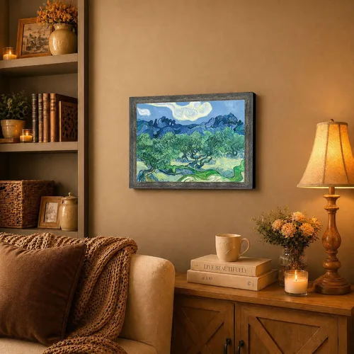 Vista 3 de Vincent Van Gogh - Impresión artística enmarcada de olivos para decoración del hogar, 11 x 14, 2438 Barnwood