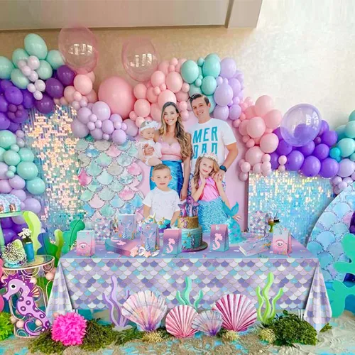 Vista 6 de XJLANTTE 40 bolsas de regalo de sirena, bolsas de recuerdo de fiesta bajo el mar con calcomanías para la cola, bolsas de fiesta para niños y niñas