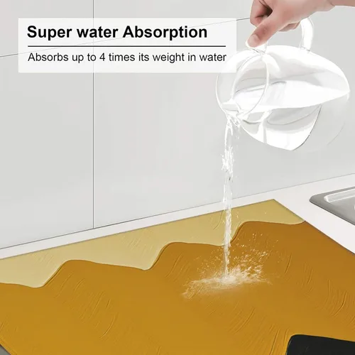 Vista 4 de Tapete de microfibra para secar platos para encimera de cocina, almohadillas absorbentes para secar platos, tapete de drenaje de cocina