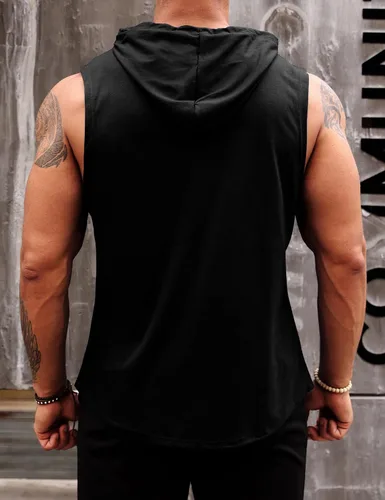 Vista 2 de LecGee Camiseta deportiva sin mangas para hombre, para entrenamiento, gimnasio, culturismo, con bolsillo