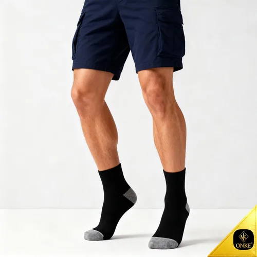 Vista 2 de ONKE Calcetines de corte bajo para hombre, ejercicio atlético, correr Negro1