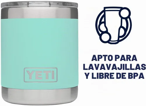 Vista 3 de Yeti Rambler Vaso corto de 10 onzas con aislamiento térmico al vacío, de acero inoxidable, con tapa MagSlider Verde mar