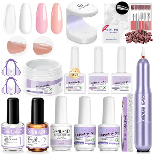 Vista 9 de Kit de Gel para Construcción de Uñas Saviland con Taladro de Uñas: Gel Constructor de Aceite de Ricino con Vitamina E en Botella, 6 Colores, 10 ml