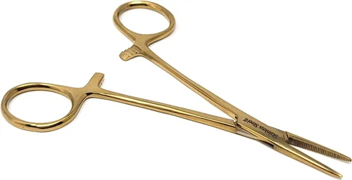 Vista 2 de Fórceps de bloqueo de hemostato para mosquitos de 5 pulgadas rectos con mandíbulas dentadas completas, ideales para sujetar, pescar, bomberos
