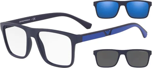 Vista 10 de Emporio Armani Mens EA4115 Rectangular Eyewear Frames With Two Interchangeable Sun Clip-ons Habana mate/transparente/marrón claro/gris oscuro