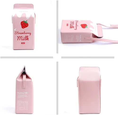 Vista 6 de LUI SUI Girls Fruits Banana Strawberry Milk Box Cross Body Purse Bag Women Phone Wallet Shoulder Bags
