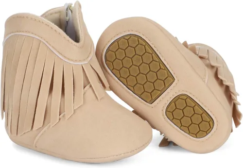 Vista 2 de ESTAMICO Botas vaqueras con borlas para bebé niña Beige