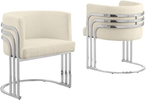 Vista 5 de Best Quality Furniture Silla auxiliar moderna de tela de peluche con patas cromadas, color negro, elegante diseño de barril con marco plateado