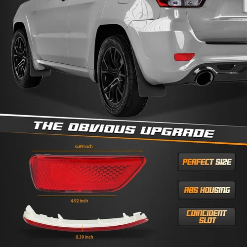 Vista 2 de HERCOO Lámpara reflectora de parachoques trasero compatible con Jeep Grand Cherokee 2012-2018, Patriot 2013-2017, Dodge Journey 2012-2020, paquete