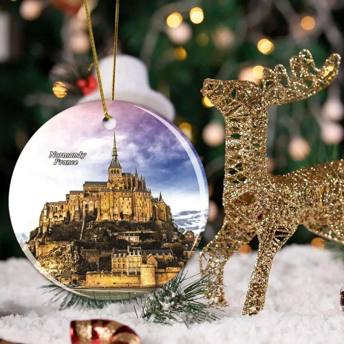 Vista 4 de Decoración de Navidad Normandía Francia, adorno de Navidad, recuerdo de recuerdo, adorno de Navidad, regalo de árbol de Navidad, adorno de cerámica