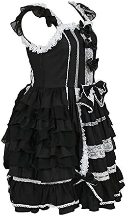 Vista 4 de Vestido Lolita dulce para niñas, princesa con encaje, faldas, disfraces de cosplay