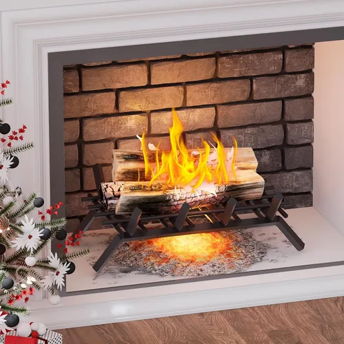 Vista 8 de Flamorrow Retenedor de brasas de rejilla para chimenea, rejilla de malla de acero resistente de 16 x 10 pulgadas para rejilla de chimenea, retenedor