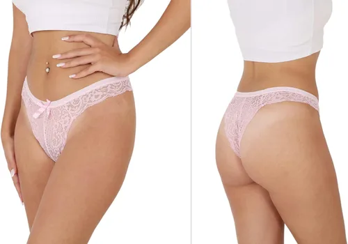 Vista 8 de YEZSTART - Tangas de algodón para mujer, transpirables, suaves, elásticas, con encaje, paquete múltiple